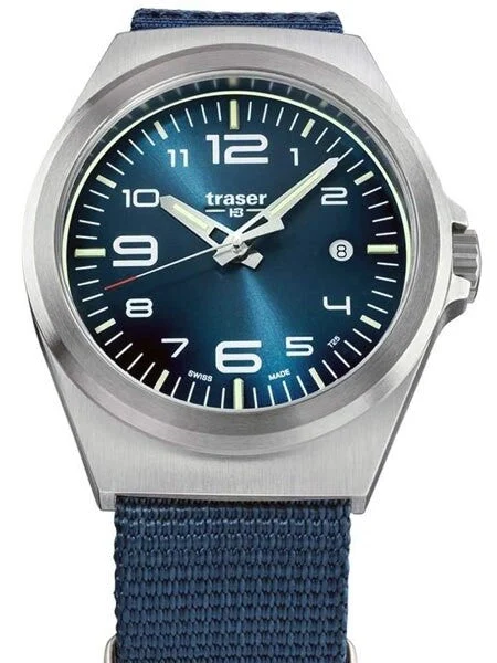 Traser Essential M Blue Dial Watch w/Trigalight + SuperLuminova #108216 kol saati