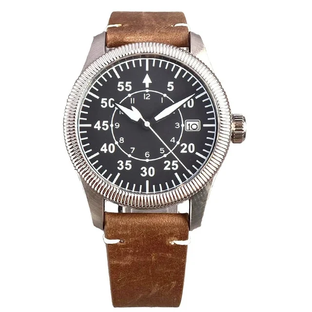 Wristfull Tandorio NH35 Automatic 39mm Pilot Military 20Bar Sapphire TD116 14:10#nologo-D;