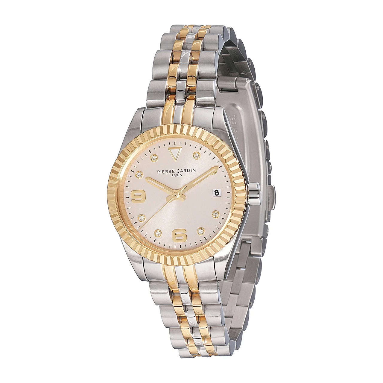 OPERA Timbre Women’s Watch - Two-Tone Rose Gold & Silver Case, Champagne Dial with Crystal Indexes and Two-Tone Jubilee Strap CF.1012.MU.4 28 mm kol saati
