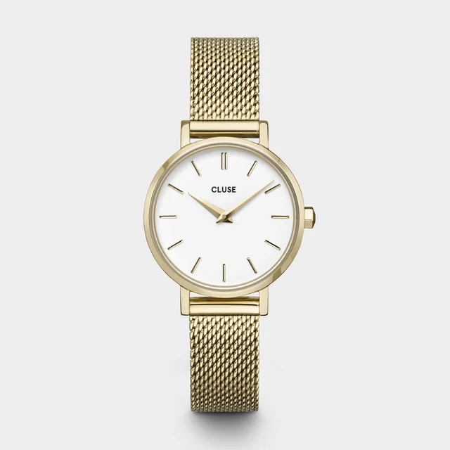 CLUSE Boho Chic Petite Watch Mesh, White, Gold Colour CW0101211001 kol saati