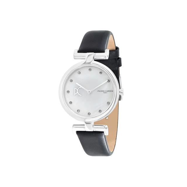 MADELEINE Mother of Pearl Look Silver Watch with Leather Strap CMD.3543 kol saati