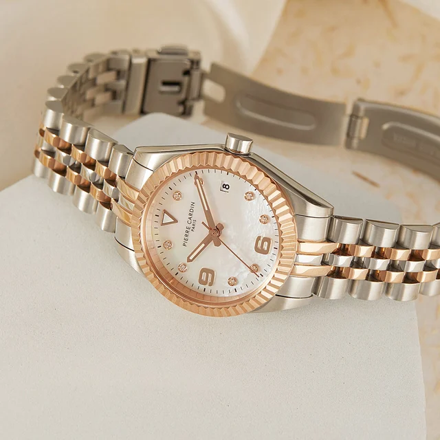 OPERA Timbre Women’s Watch - Two-Tone Rose Gold & Silver Case, White Mother of Pearl Dial 