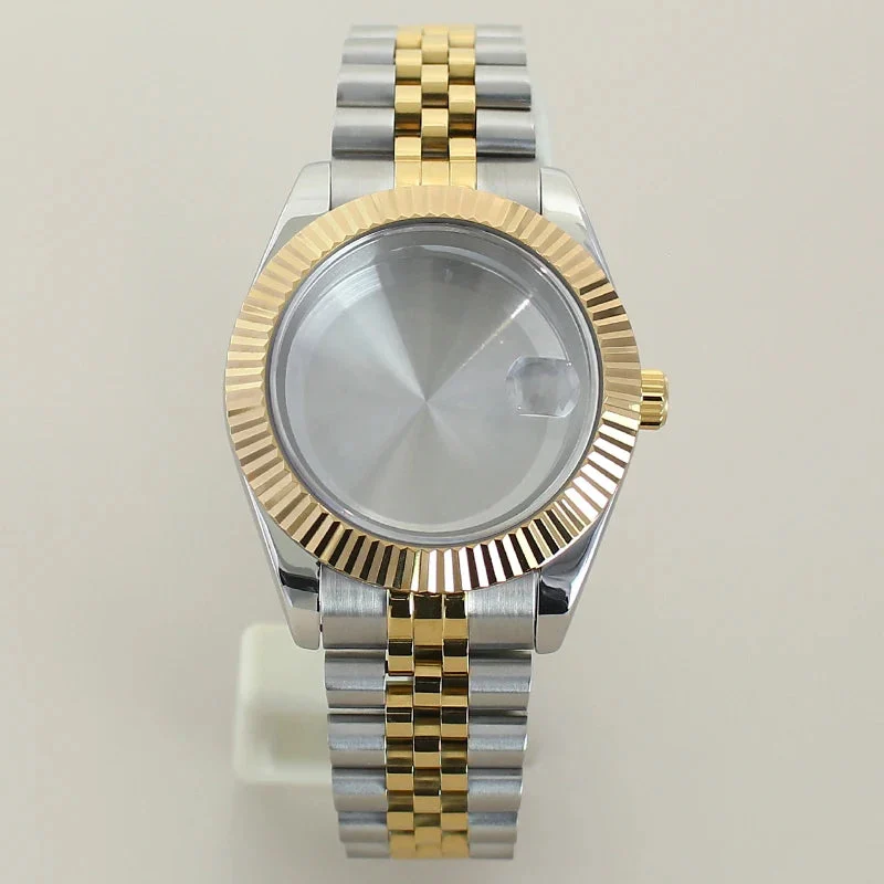 Tandorio Watches Rose Gold / Gold Two Tone DateJust Watch Case 39mm 36mm Fluted Sapphire Crystal For Seiko NH35 NH36 NH38 NH34 Miyota 8215 Movement 28.5 Dial Jubilee Bracelet 1005009102284361-Silver Rose Gold 4-39mm Miyota 8215-CHINA 39 mm kol saati