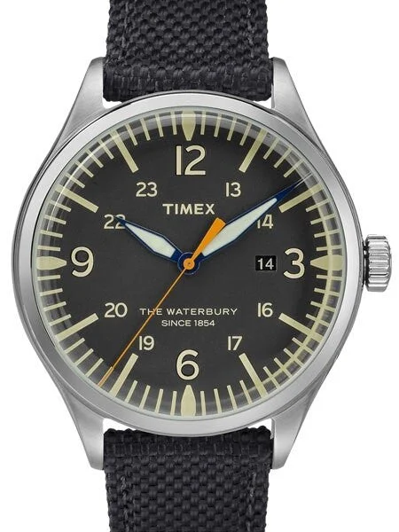 Timex Waterbury Quartz Watch with Black Dial and INDIGLO Night-Light #TW2R38500VQ 40 mm kol saati