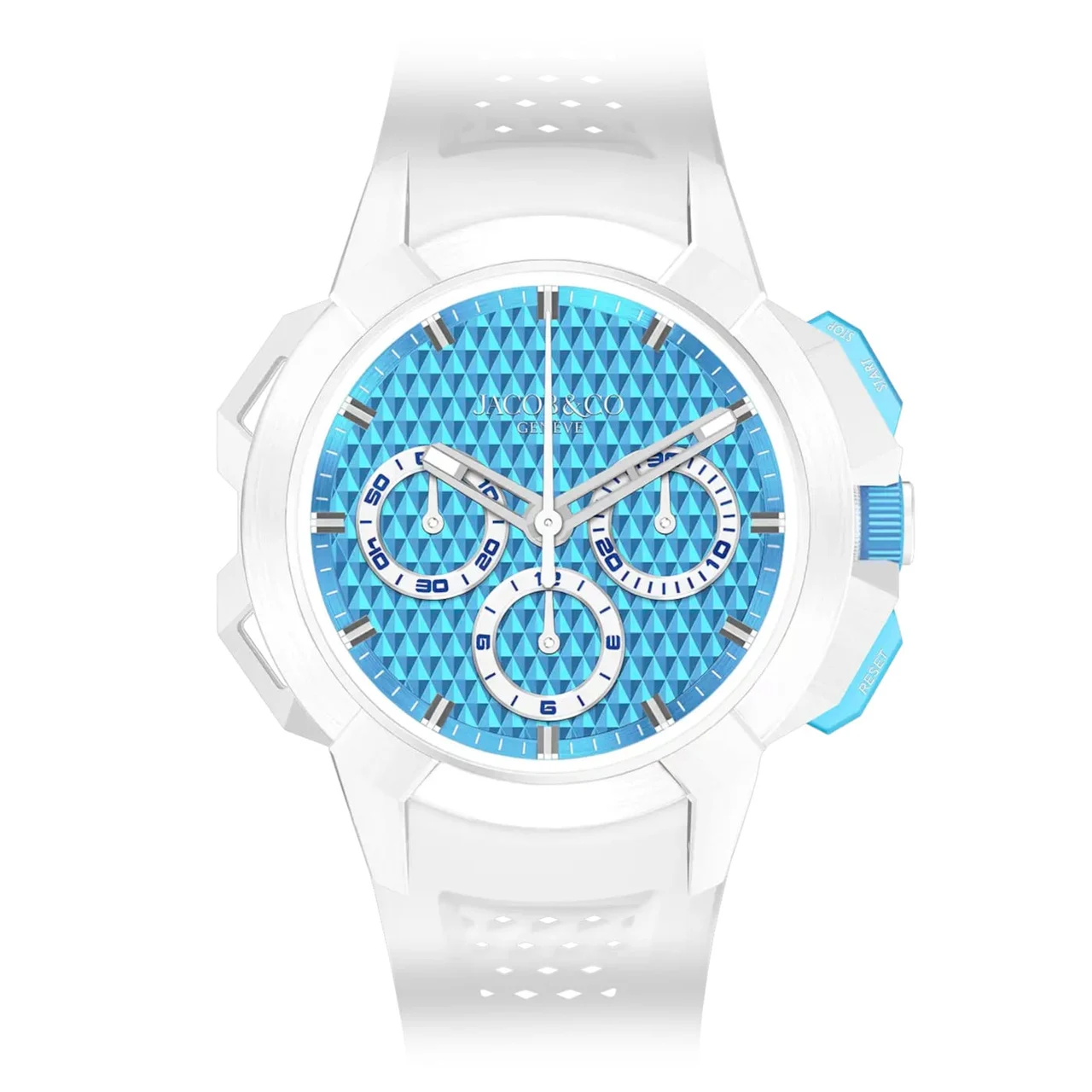 Jacob & Co. Jacob & Co. Epic X Chrono 44mm Tri-Compax White Ceramic Electric Blue EC440.95.AB.AA.ABRUA 44 mm kol saati