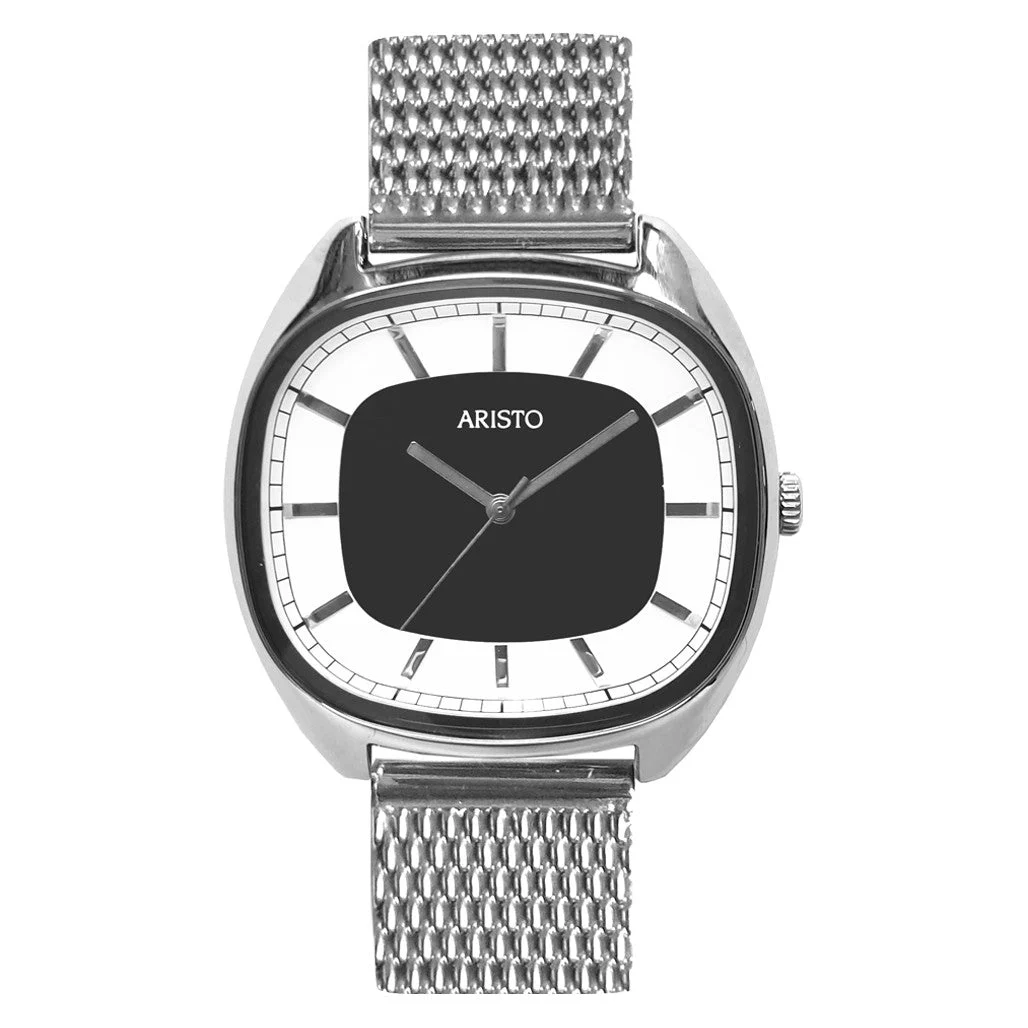 Aristo Classic Dress Watch with Rectangular Face and Black Dial #4H247-M 36 mm kol saati