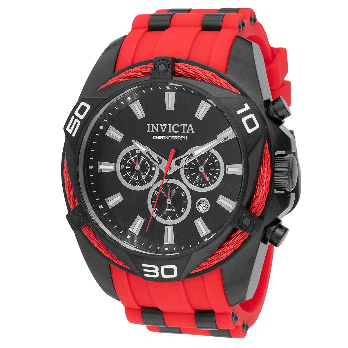 Invicta Bolt Vanguard Watch - 50mm. Red. Black (46038) 50 mm kol saati