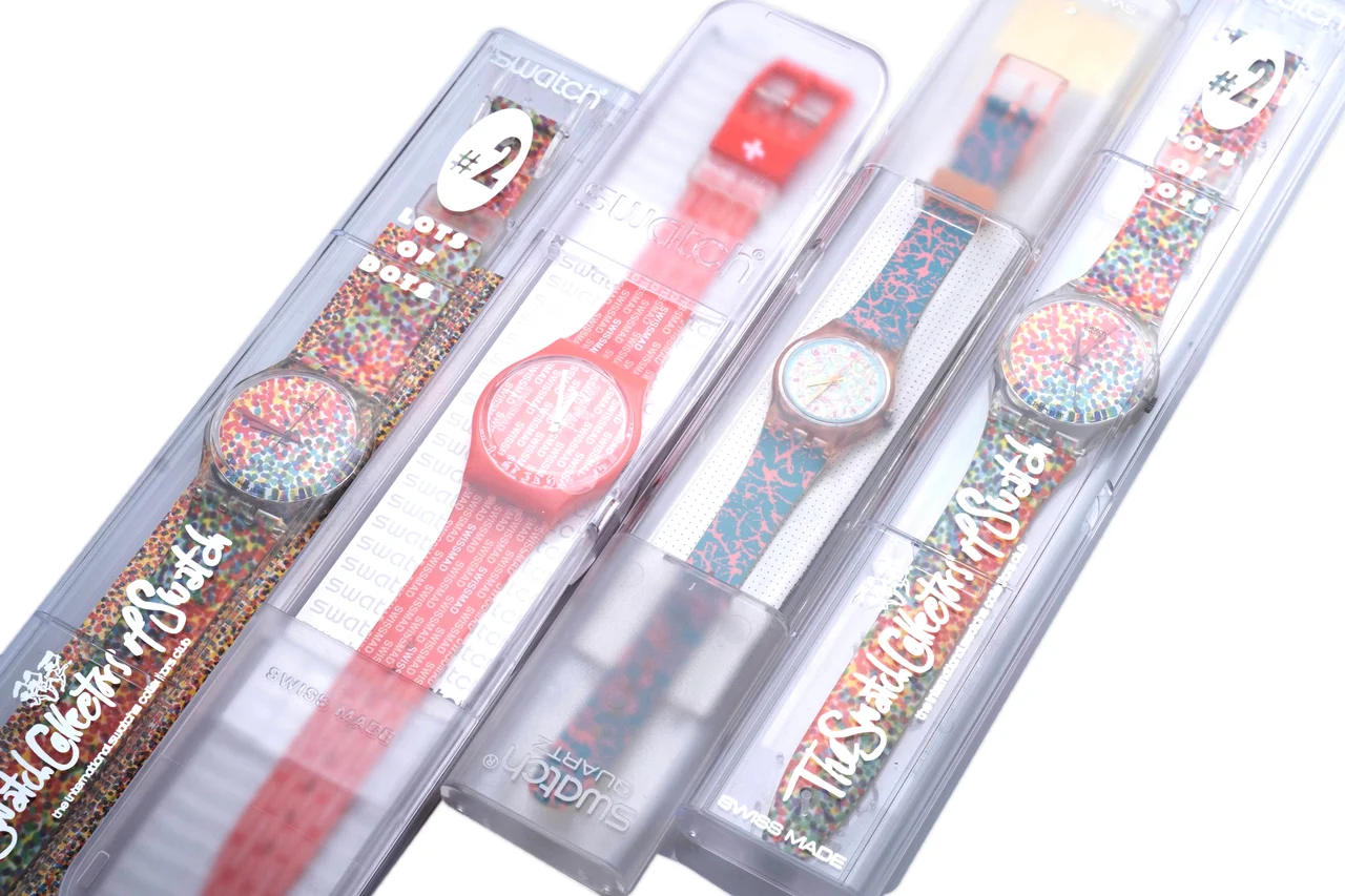 Swatch SWATCH, REF. LP107/GZ121(x2)/GR143E, PINK DRIP, LOTS OF DOTS, BASELWORLD 2016 kol saati