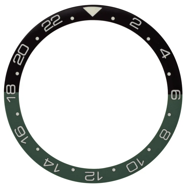 Islander Black and Green (Sprite) 24 hour GMT Ceramic Luminous Bezel Insert for SKX007 #C4