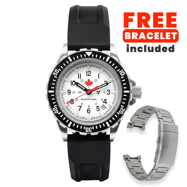 Marathon ADANAC Arctic Red Maple Diver's Automatic (GSAR) Watch #WW194006SS-91630 kol saat