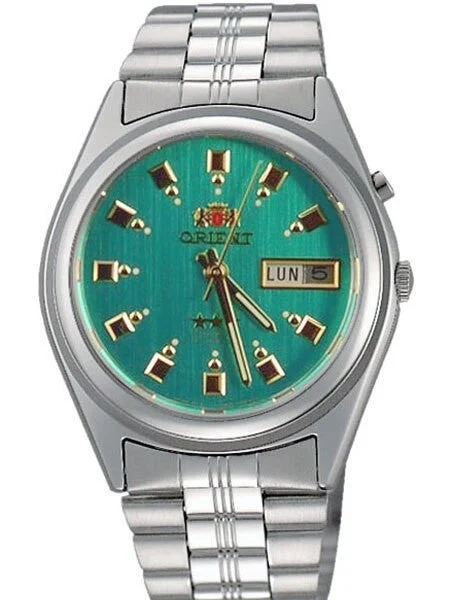 Orient Automatic Watch with Green Dial, Day-Date and SS Bracelet #EM6Q00EN 36 mm kol saati