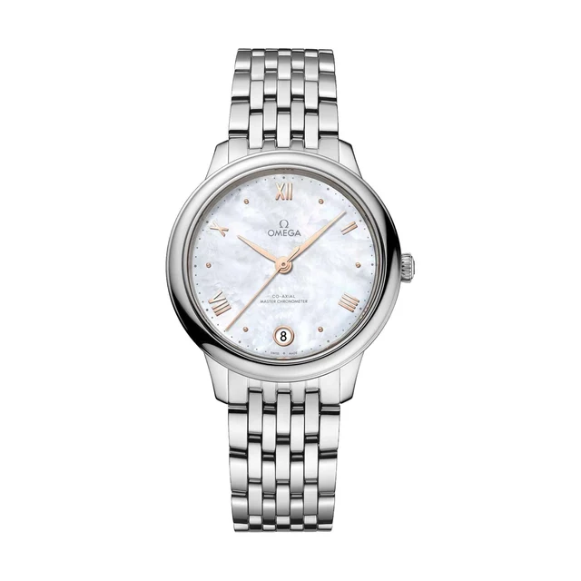 OMEGA Ville Prestige 34mm - White, Mother-of-Pearl on Bracelet O43410342005001 kol saati