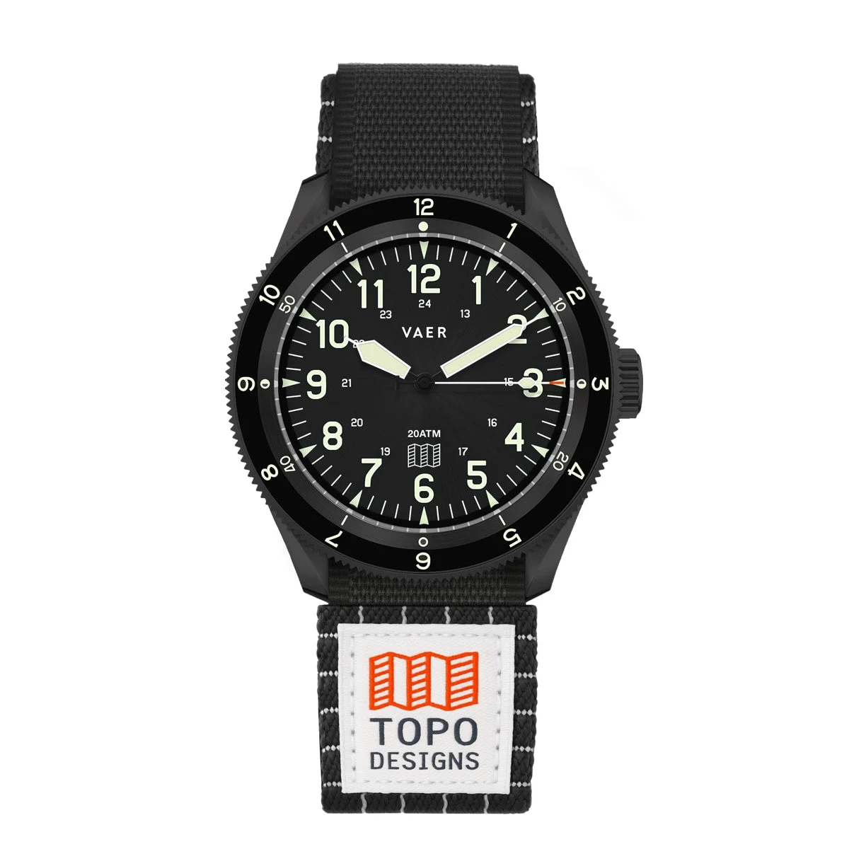 Vaer DS4-TPB38-TOPO20BLK-TOPO20GRN-SIL20PVDBLK 38 mm kol saati
