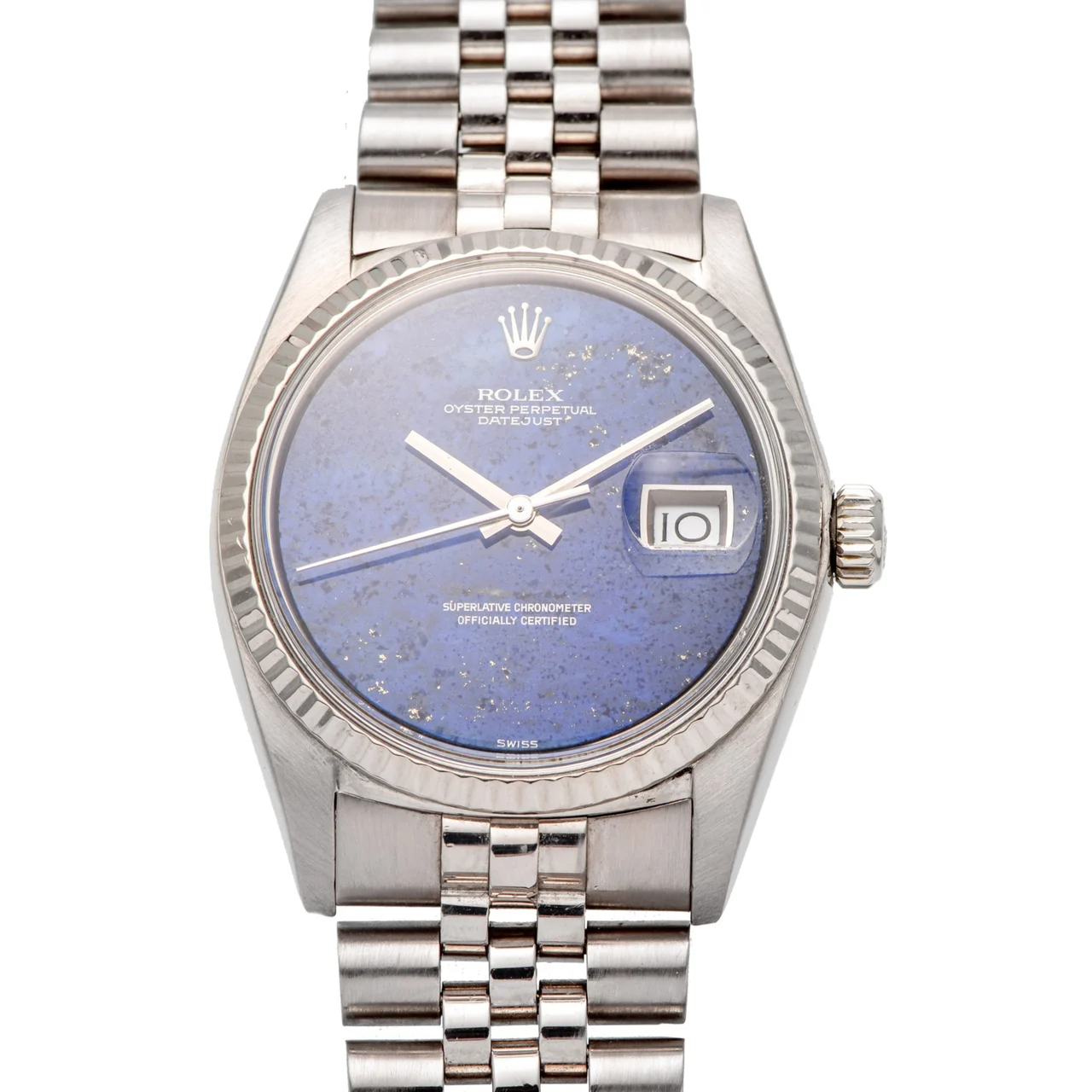 Rolex ROLEX, REF. 1601/1803, WHITE GOLD DATEJUST WITH LAPIS DIAL AND JUBILEE BRACELET kol saati