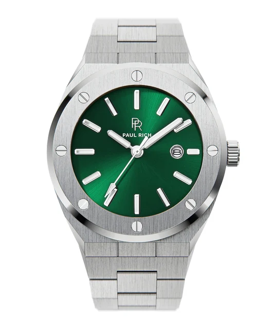Paul Rich Frosted Signature PR68SilverGreenSteel kol saati