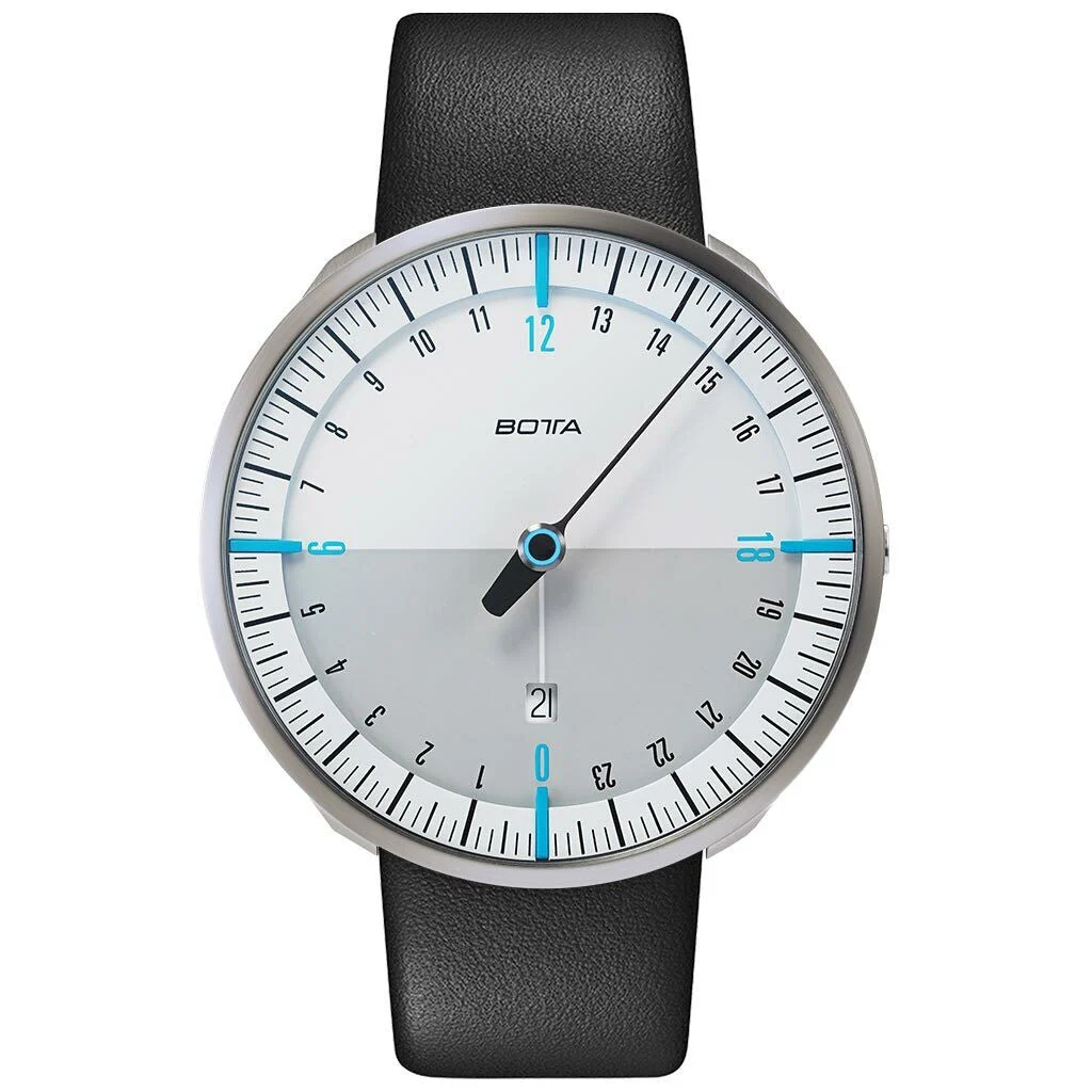 Botta UNO 24 one hand 24-hour Swiss quartz watch with 45mm titanium case #621710 45 mm kol saati