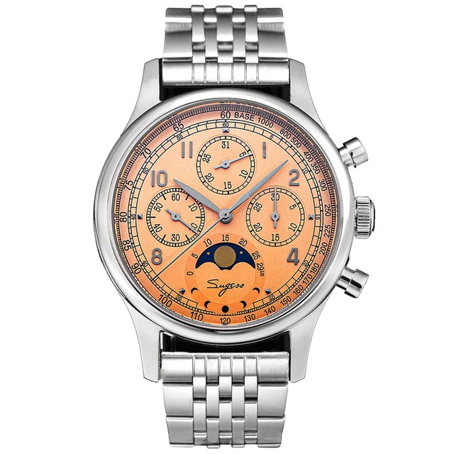 Sugess MoonPhase Master S389-2 Salmon Dial Swan Neck Regulator Brac kol saati