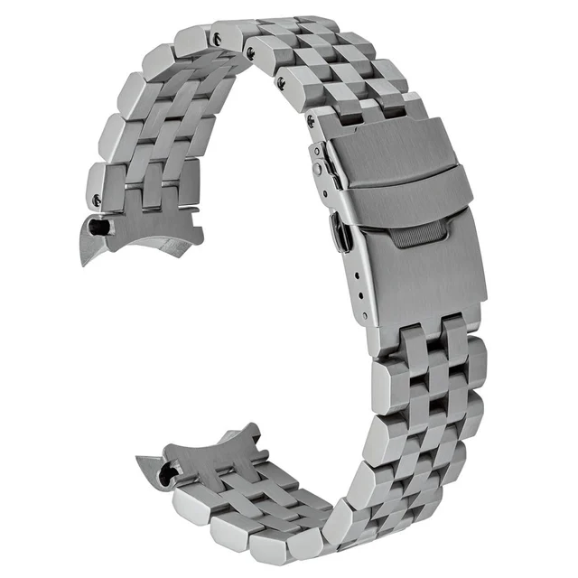 Islander Brushed Angular Solid-Link Watch Bracelet for SKX007 and 43mm Dive Watches Curved