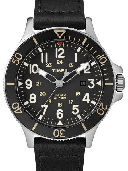 Timex Allied Coastline Quartz Watch with Black Dial and INDIGLO Night-Light #TW2R45800VQ 43 mm kol saati