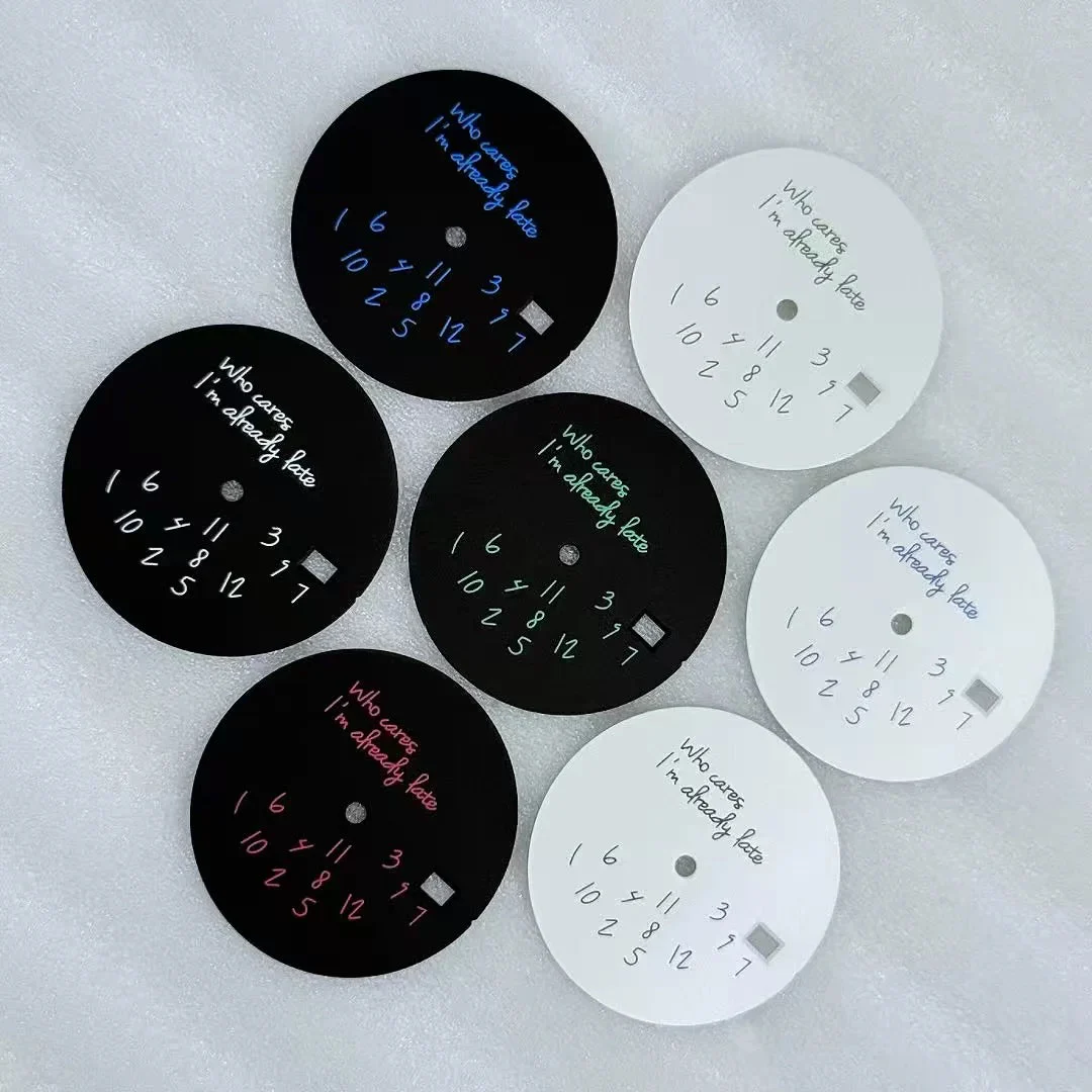 Tandorio Watches Dial Who Cares I am already late watch modification accessories for NH35/36/34 movements 5933401973820 31.8 mm kol saati