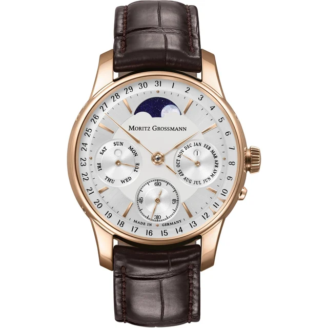 Moritz Grossmann Perpetual Calendar Rose Gold Argenté MG-003906 kol saati