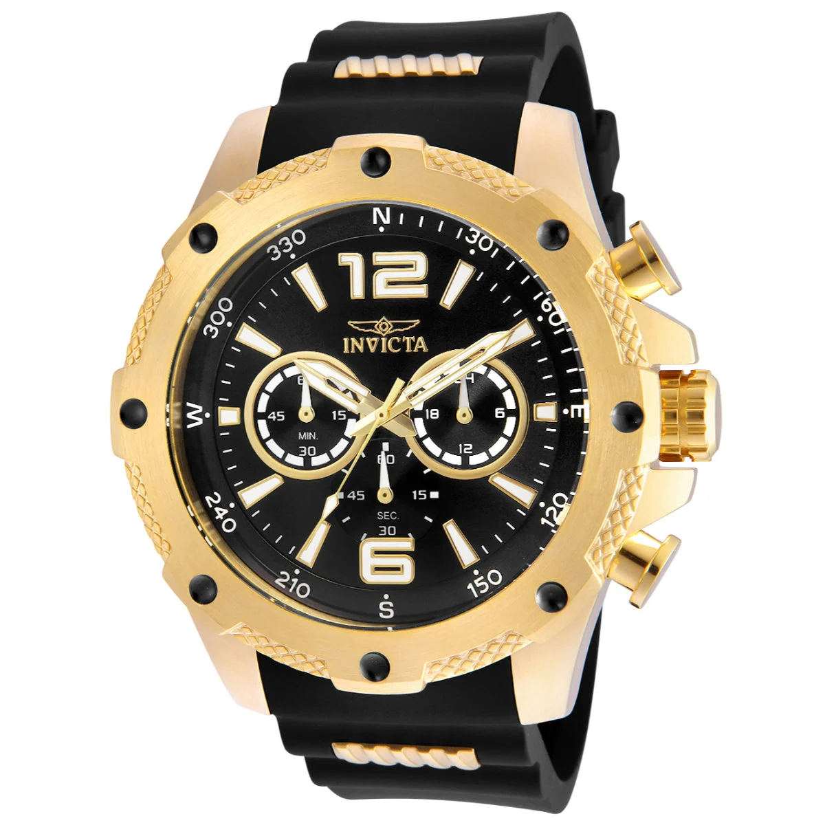 Invicta I-Force Axis Watch - 50mm. Gold, Black (19658) 50 mm kol saati