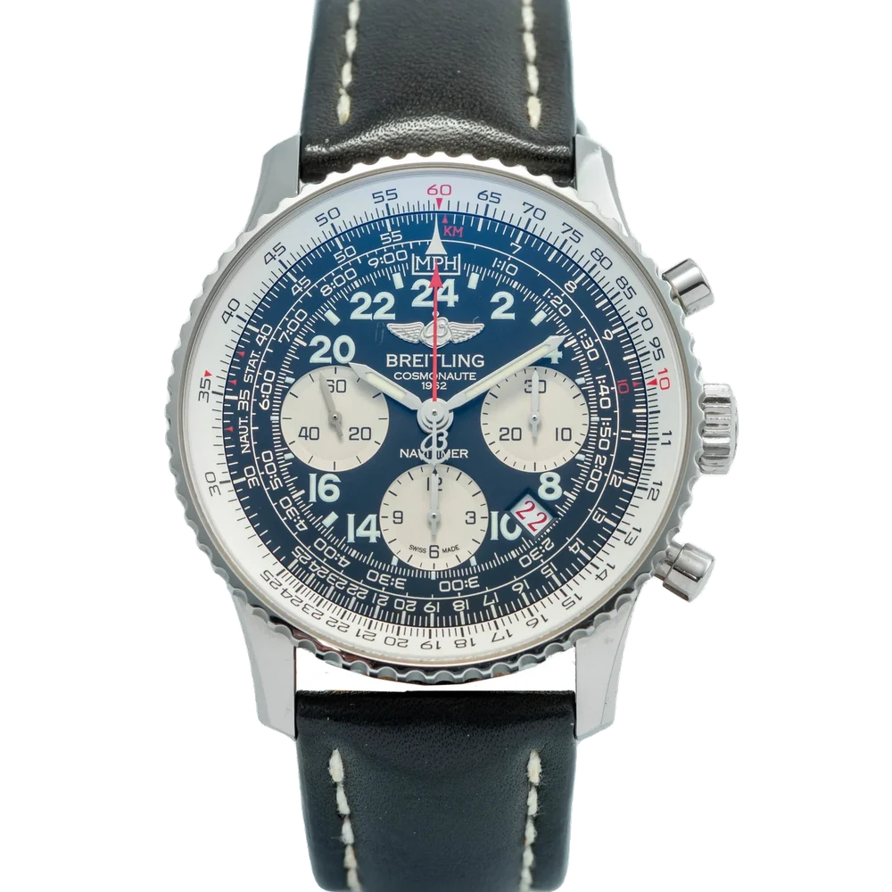 Breitling BREITLING REF. 4201800, SELF-WINDING, CHRONOGRAPH, MINUTE AND HOUR COUNTERS, DATE, 24-HOUR BLACK DIAL; "NAVITIMER" "COSMONAUTE 1962", "MERCURY 7 AURORA CARPENTER", LIMITED EDITION OF 1962 PIECES; STAINLESS STEEL kol saati