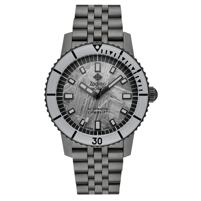 Zodiac Super Sea Wolf Gun Metal Watch with Meteorite Dial #ZO9292 kol saati