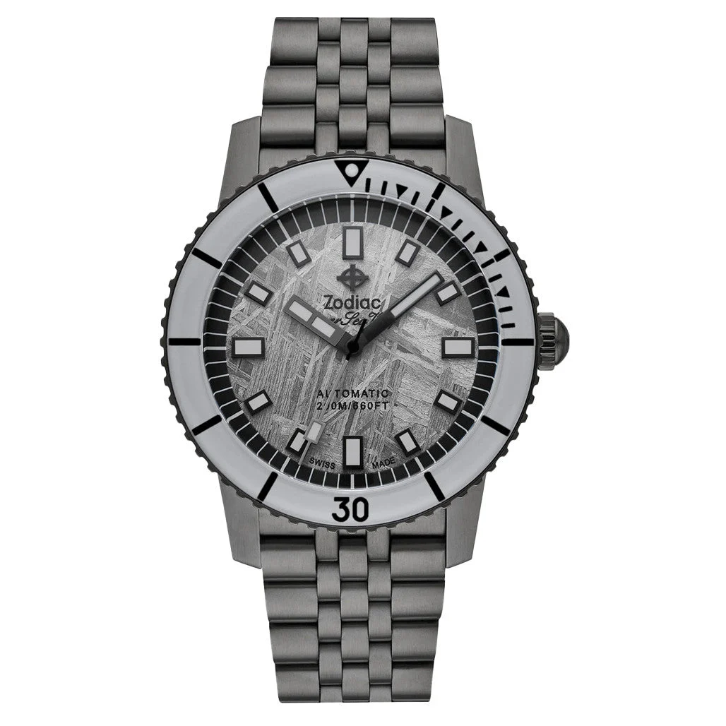 Zodiac Super Sea Wolf Gun Metal Watch with Meteorite Dial #ZO9292 kol saati