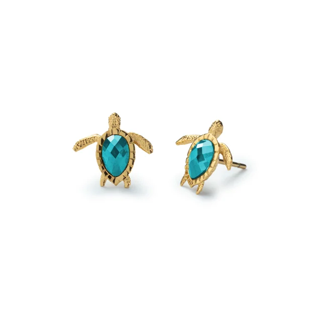Default Turtle Ohrring Aquamarine Gold PH-JE-1583 kol saati