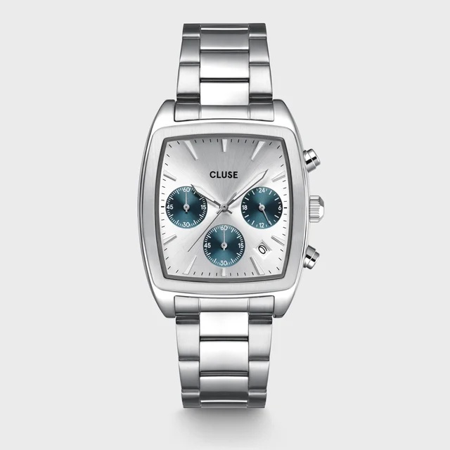 CLUSE Quartaut Chrono Watch Steel, Blue, Full Silver Colour CW52003 kol saati
