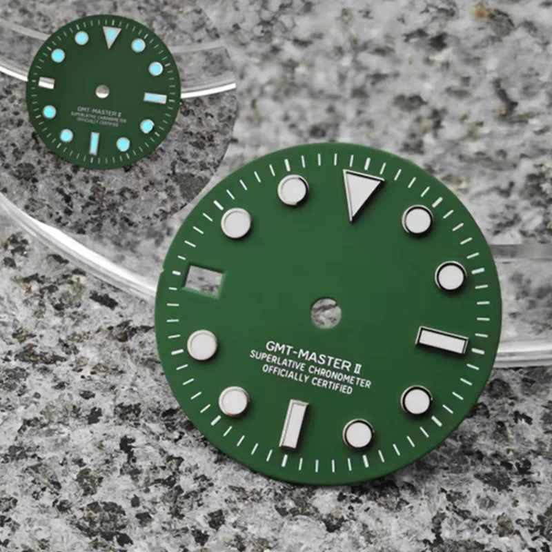 Tandorio Watches Left-handed watch dial for NH34 Nh35 36 etc BGW9 blue-green luminous Submariner style 5967807566987 28.5 mm kol saati