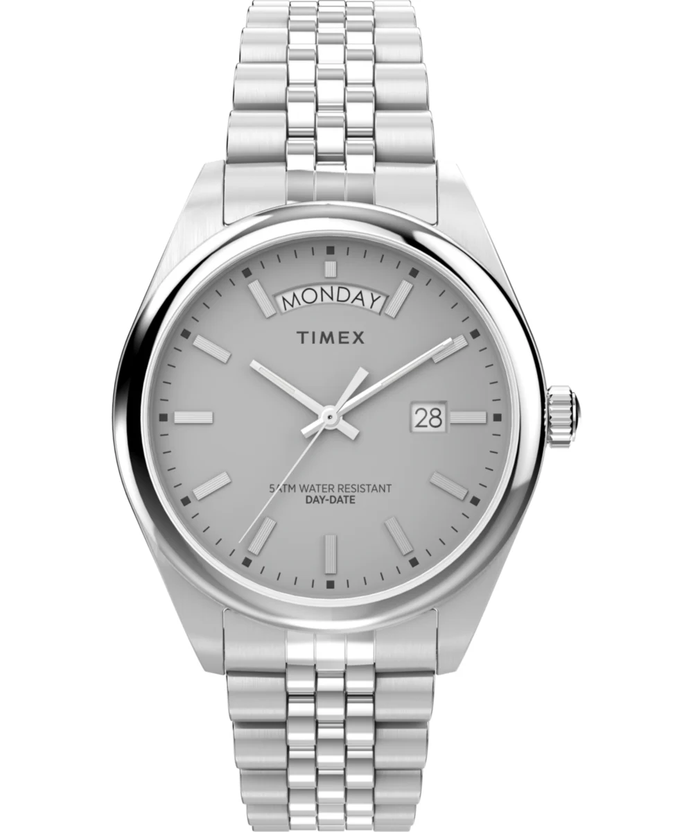 Timex Legacy Day and Date 41mm Stainless Steel Bracelet Watch TW2V67900VQ 41 mm kol saati