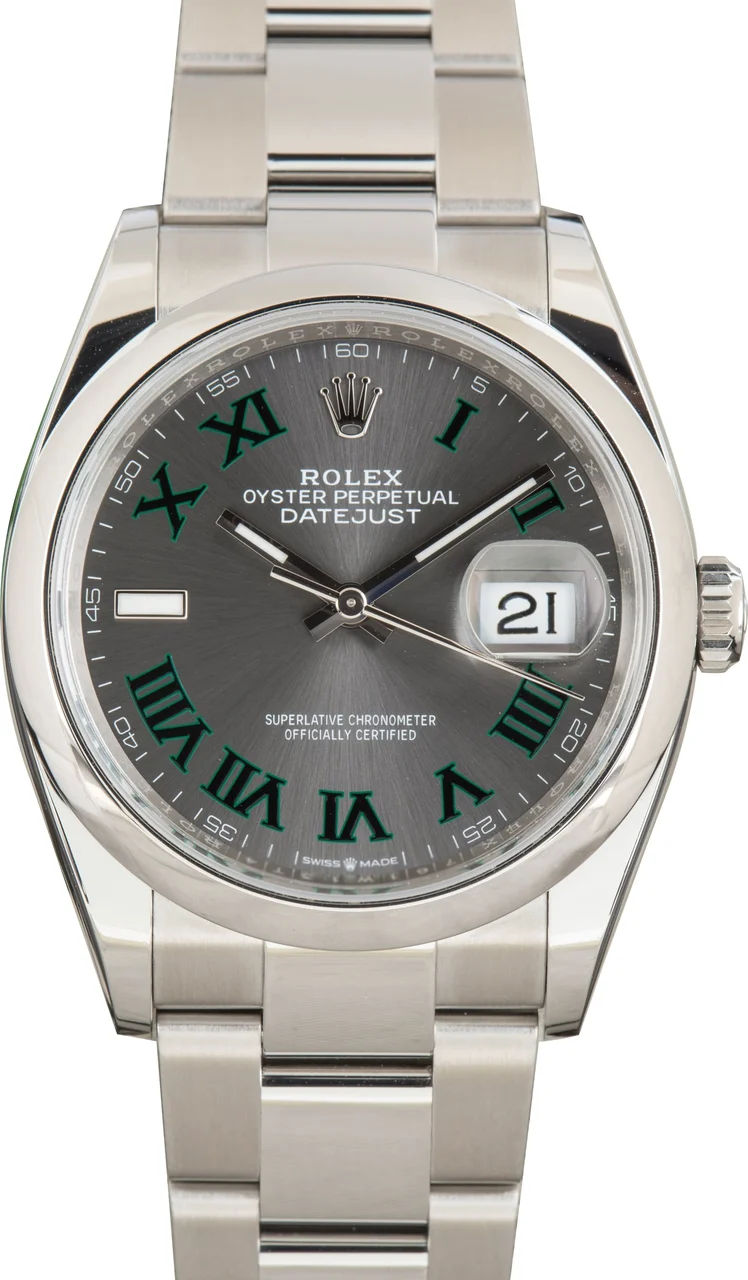 Rolex Oyster Datejust 36 Wimbledon Dial Ref 126200 M126200-0018 36 mm kol saati