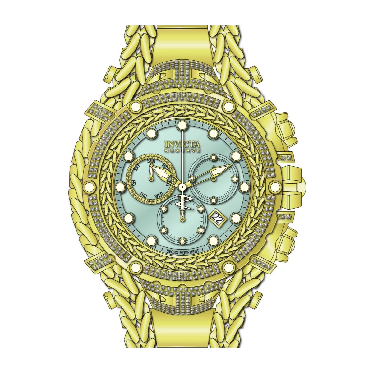 Invicta Gladiator 1.75 Carat Diamond Swiss Ronda Z60 Caliber Watch - 58mm. Gold (50512) kol saati