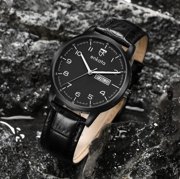 Enkatawatches Apus II Black Leather 40 mm kol saati