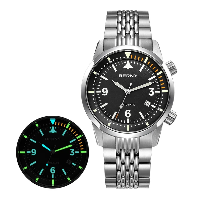 BERNY Men Automatic Aviation Watch-AM169MS AM169MS-C kol saati