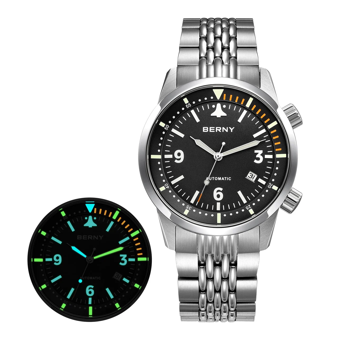 BERNY Men Automatic Aviation Watch-AM169MS AM169MS-C kol saati