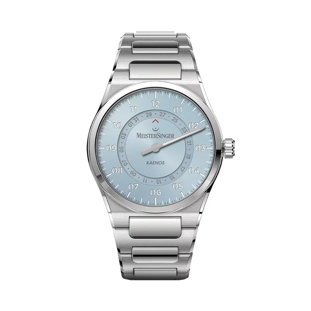 Meistersinger Kaenos Open Date 40mm - Ice Blue on Bracelet KSOD914 kol saati