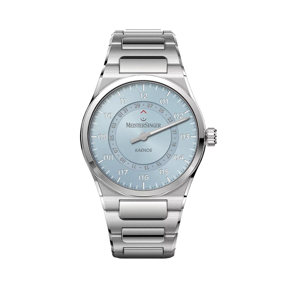Meistersinger Kaenos Open Date 40mm - Ice Blue on Bracelet KSOD914 40 mm kol saati