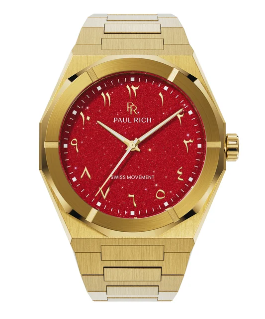Paul Rich Star Dust II PR88IIArabic - Gold Red kol saati