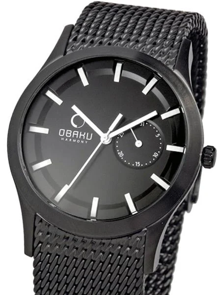 Obaku Harmony Quartz Watch with Pointer Date Sub-Dial #V124GBBMB kol saati