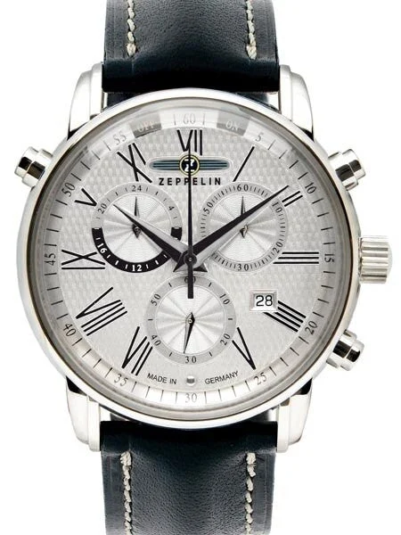 Graf Zeppelin Chronograph Watch with Alarm Funcition, Domed Crystal #7696-4 kol saati