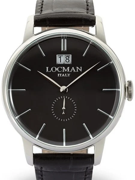 Locman Collection Big Date Quartz Dress Watch with 41mm Case #0252V01-00BKNKPK 41 mm kol saati