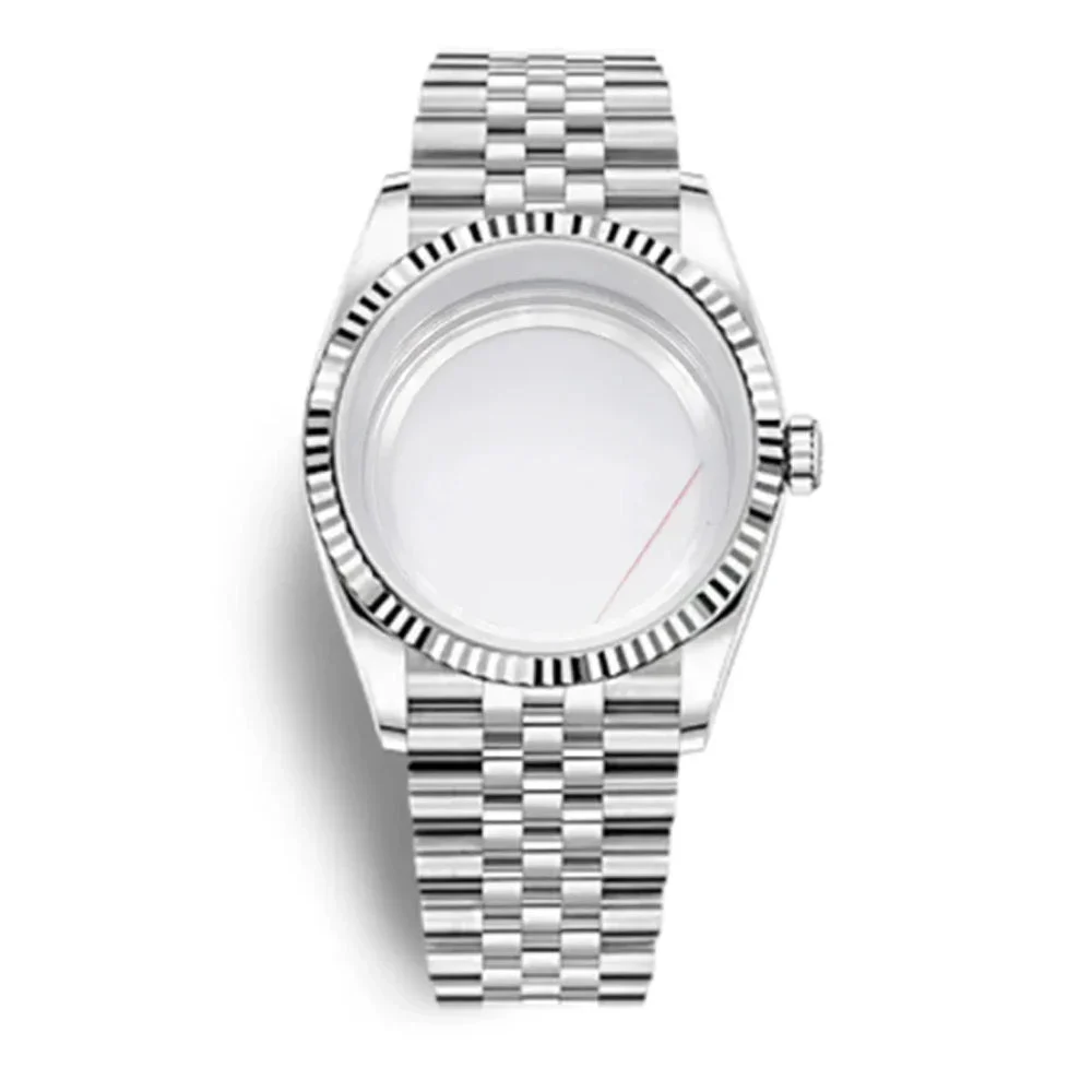 Tandorio Silver / Black Fluted Watch case Luxury 36mm/39mm Sapphire watch case Two Tone case 10BARS fit NH35 NH36 NH34 ETA2824 2836 Miyota8215 PT5000 DG2813 3804 movement 14:347#silver4;200000046:202429832#39mm fit ETA2824 39 mm kol saati