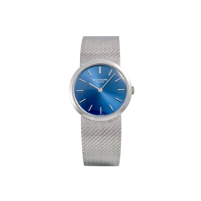 Patek Philippe PATEK PHILIPPE REF. 4114/1, LADY'S, BLUE DIAL, INTEGRATED BRACELET; 18K WHI
