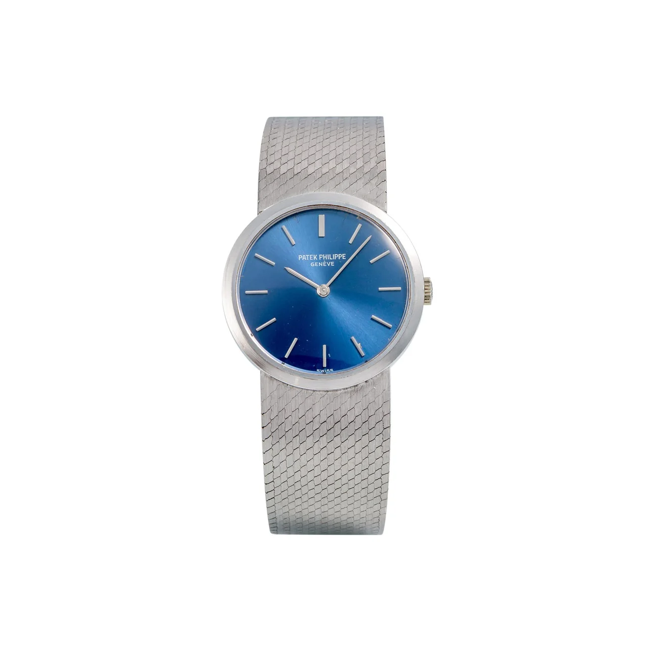 Patek Philippe PATEK PHILIPPE REF. 4114/1, LADY'S, BLUE DIAL, INTEGRATED BRACELET; 18K WHITE GOLD kol saati