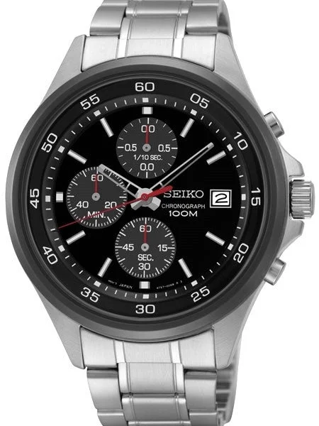 Seiko Black Dial Chronograph with Sixty-Minute Stopwatch #SKS491 kol saati