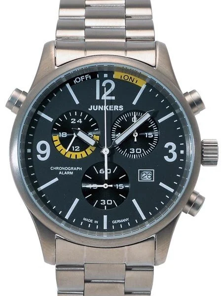 Junkers Chronograph, Titanium Case Watch with Alarm #6296M-5 kol saati