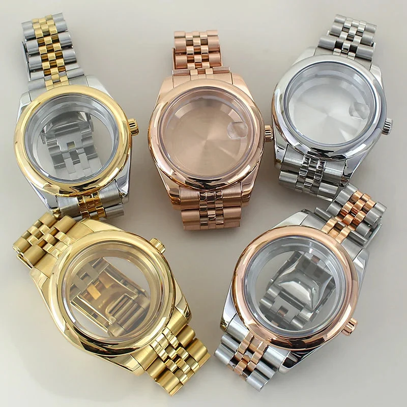 Tandorio Watches Two Tone Oyster Perpetual Watch case Round Edge 39mm 36mm Sapphire Crystal Seiko NH35 NH36 NH38 NH34 Miyota 8215 Movement Presidential Bracelet 1005009093823718-Silvery 4-39mm Miyota 8215-CHINA 39 mm kol saati
